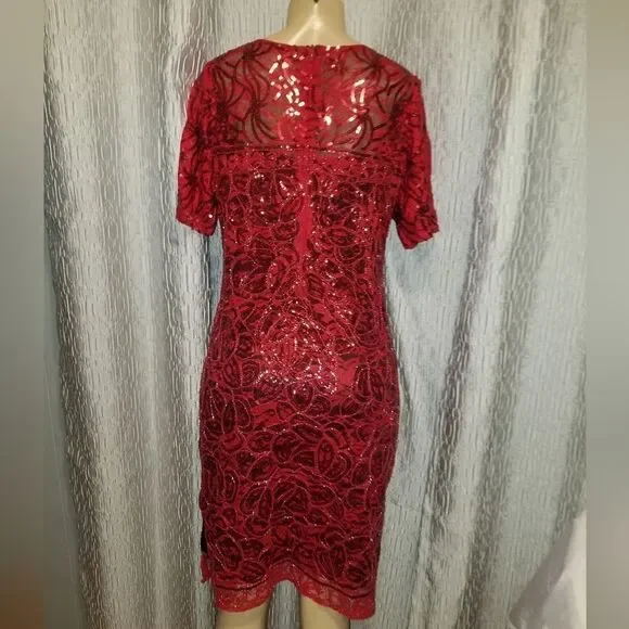 VIJIV+vintage 1920s sequined flapper dress +red new Large - Picture 8 of 16